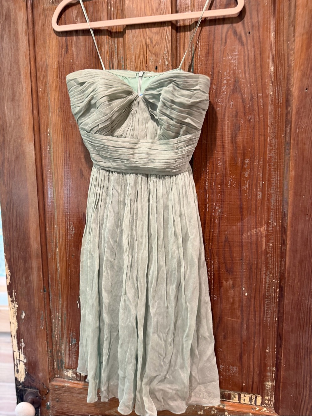 J Crew Bridesmaid Strapless Mint Green Chiffon Dress